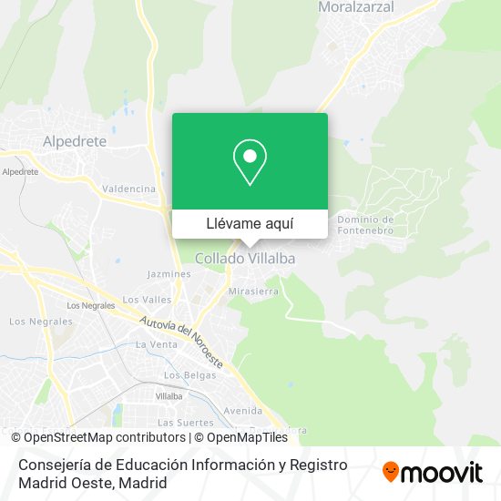 Mapa Consejería de Educación Información y Registro Madrid Oeste