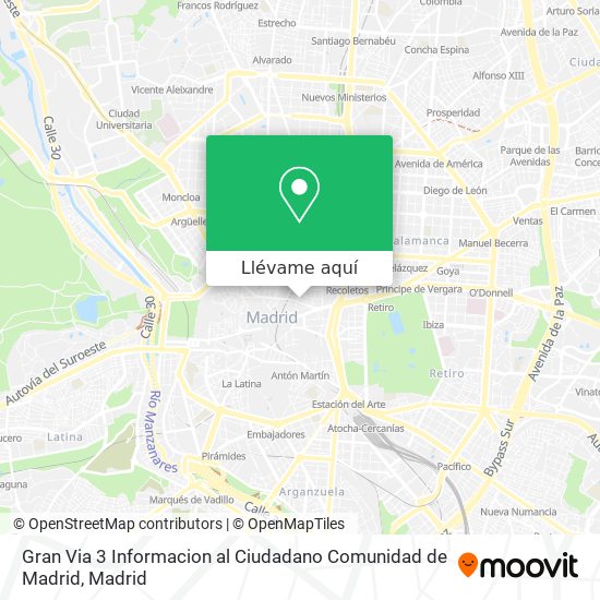 Mapa Gran Via 3 Informacion al Ciudadano Comunidad de Madrid