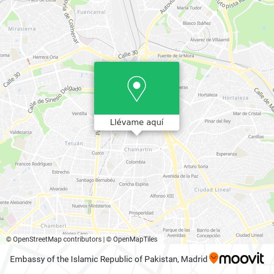 Mapa Embassy of the Islamic Republic of Pakistan