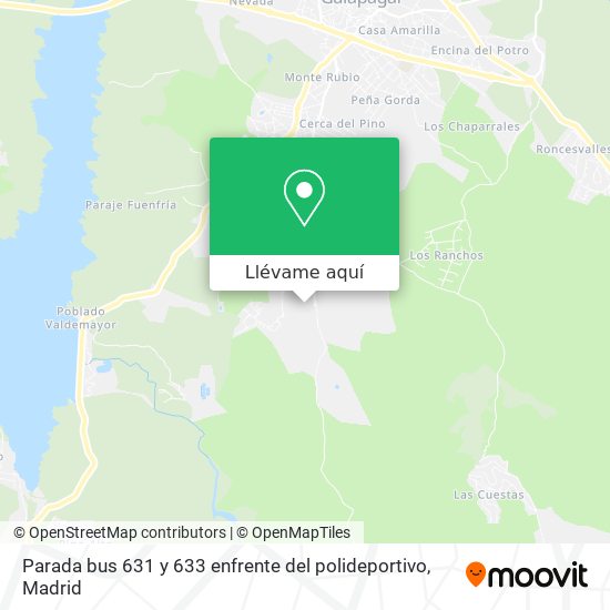 Mapa Parada bus 631 y 633 enfrente del polideportivo