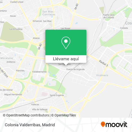 Mapa Colonia Valderribas