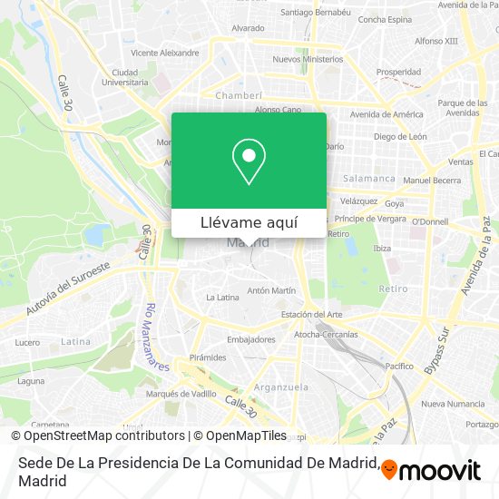 Mapa Sede De La Presidencia De La Comunidad De Madrid