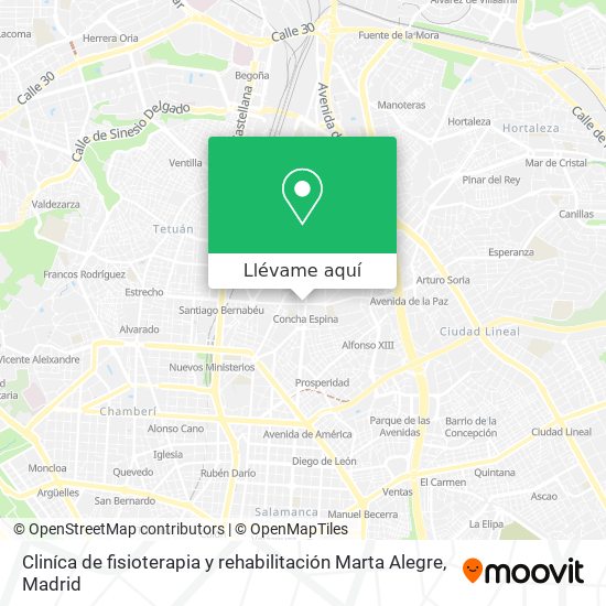 Mapa Cliníca de fisioterapia y rehabilitación Marta Alegre