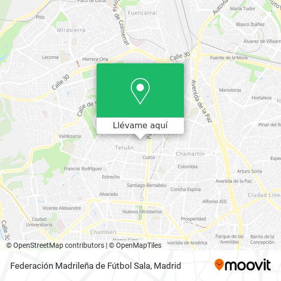 Mapa Federación Madrileña de Fútbol Sala