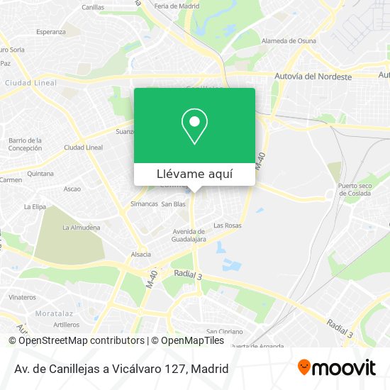 Mapa Av. de Canillejas a Vicálvaro 127