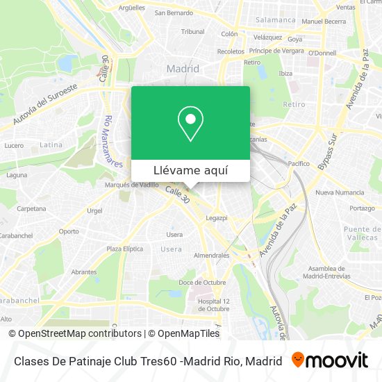 Mapa Clases De Patinaje Club Tres60 -Madrid Rio
