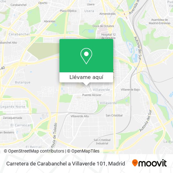 Mapa Carretera de Carabanchel a Villaverde 101