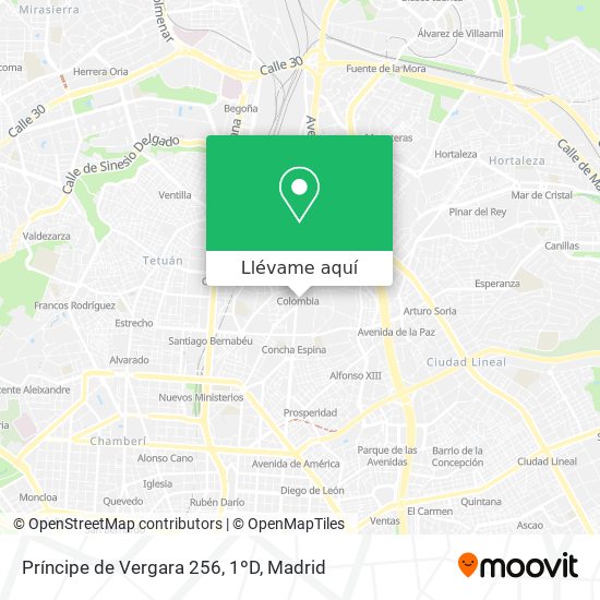 Mapa Príncipe de Vergara 256, 1ºD