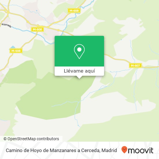 Mapa Camino de Hoyo de Manzanares a Cerceda