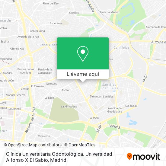 Mapa Clínica Universitaria Odontológica. Universidad Alfonso X El Sabio