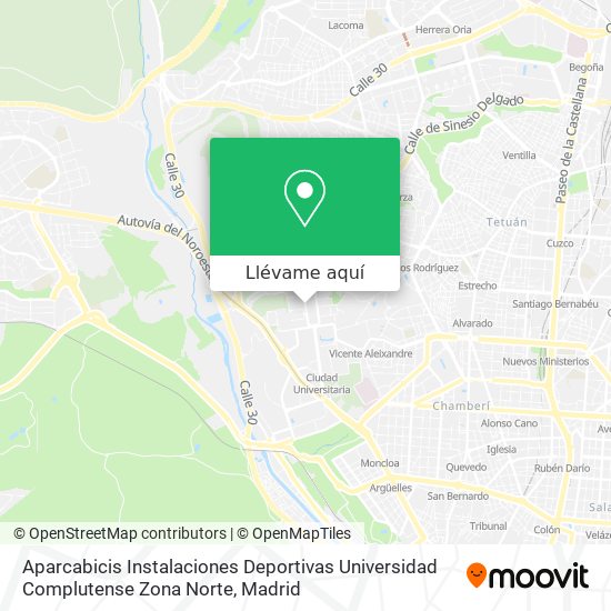 Mapa Aparcabicis Instalaciones Deportivas Universidad Complutense Zona Norte