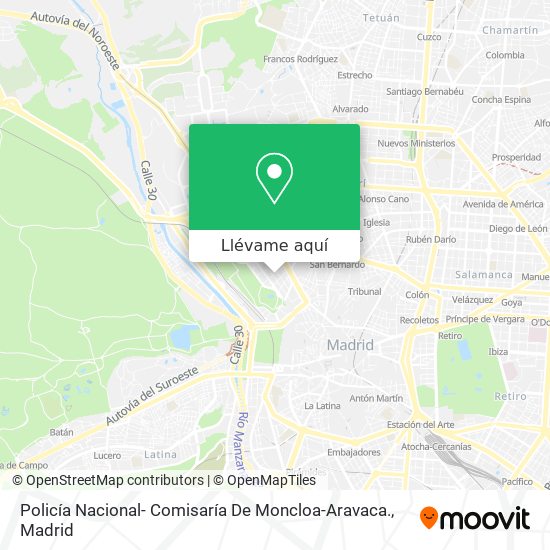 Mapa Policía Nacional- Comisaría De Moncloa-Aravaca.