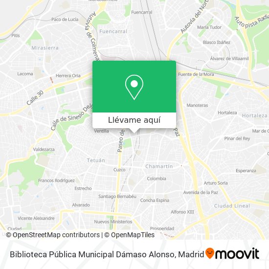 Mapa Biblioteca Pública Municipal Dámaso Alonso