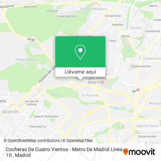 Mapa Cocheras De Cuatro Vientos - Metro De Madrid Linéa 10