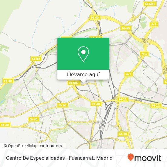 Mapa Centro De Especialidades - Fuencarral.