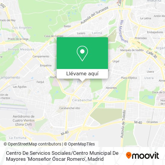 Mapa Centro De Servicios Sociales / Centro Municipal De Mayores 'Monseñor Óscar Romero'