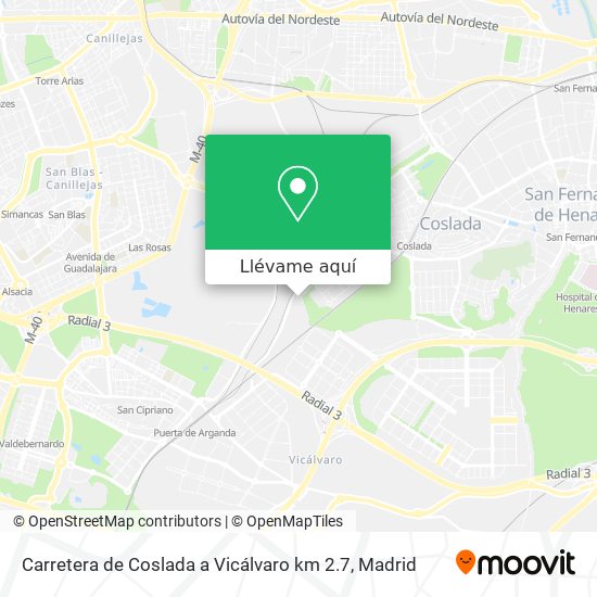 Mapa Carretera de Coslada a Vicálvaro km 2.7