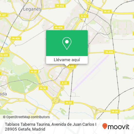Mapa Tablaos Taberna Taurina, Avenida de Juan Carlos I 28905 Getafe