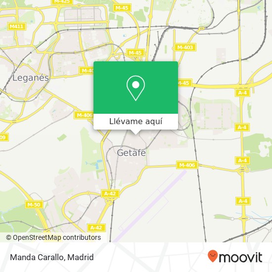 Mapa Manda Carallo, Calle Carabanchel, 14 28902 Getafe