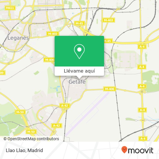 Mapa Llao Llao, Calle Madrid, 68 28902 Getafe