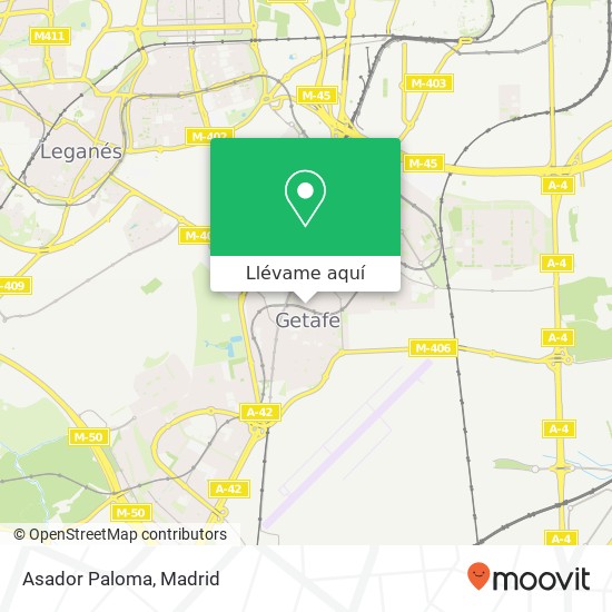 Mapa Asador Paloma, Calle San José de Calasanz, 3 28902 Getafe