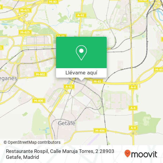 Mapa Restaurante Rospil, Calle Maruja Torres, 2 28903 Getafe