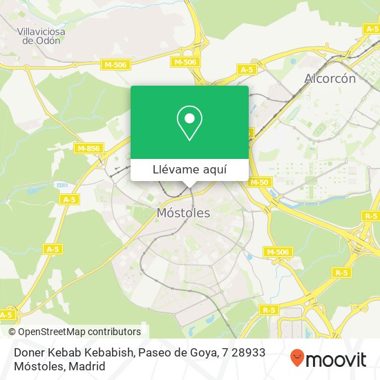 Mapa Doner Kebab Kebabish, Paseo de Goya, 7 28933 Móstoles