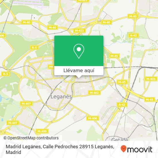 Mapa Madrid Legánes, Calle Pedroches 28915 Leganés