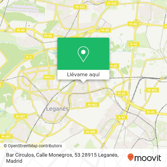 Mapa Bar Circulos, Calle Monegros, 53 28915 Leganés