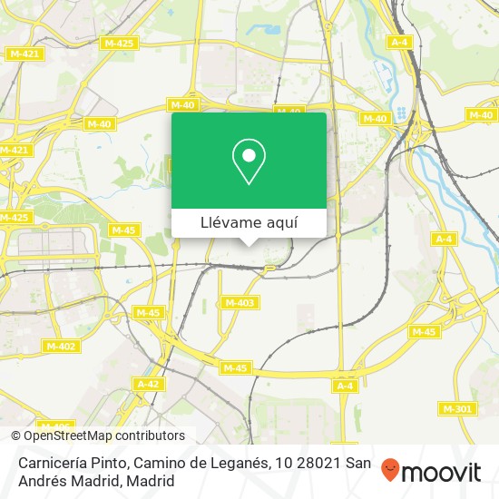 Mapa Carnicería Pinto, Camino de Leganés, 10 28021 San Andrés Madrid