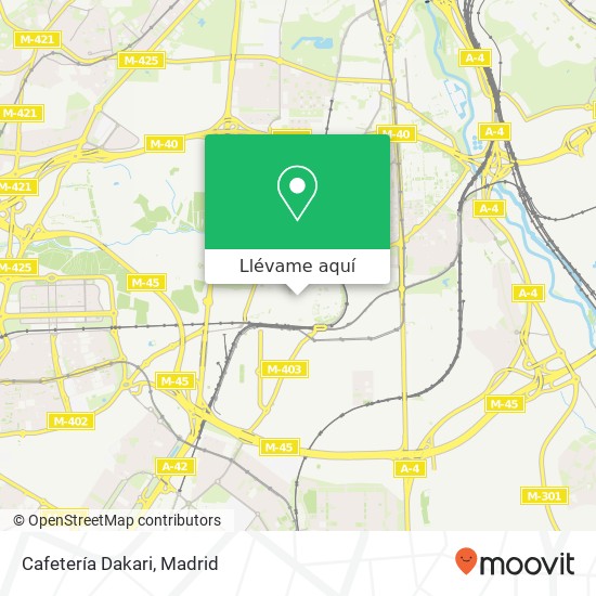 Mapa Cafetería Dakari, Avenida de Espinela, 15 28021 San Andrés Madrid