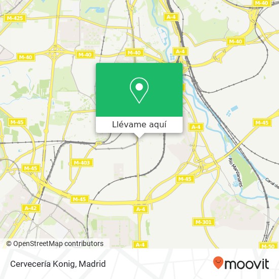 Mapa Cervecería Konig, Plaza de los Pinazo, 13 28021 San Cristóbal Madrid