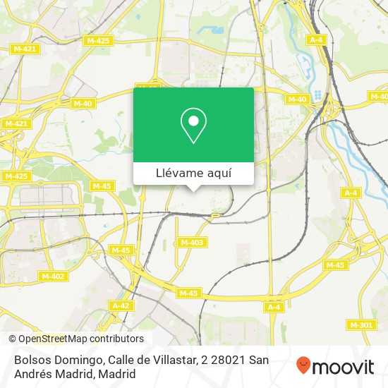 Mapa Bolsos Domingo, Calle de Villastar, 2 28021 San Andrés Madrid