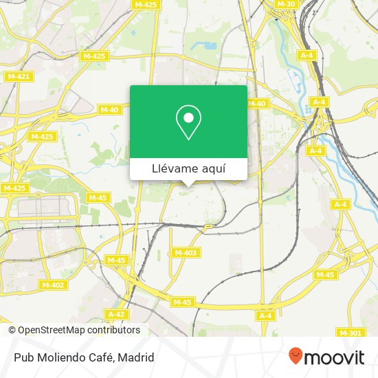Mapa Pub Moliendo Café, Calle de Felipe Pingarrón 28021 Madrid