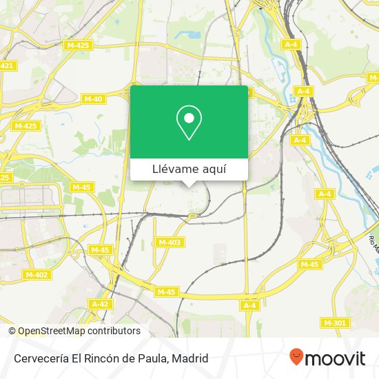 Mapa Cervecería El Rincón de Paula, Calle del Doctor Martín Arévalo, 25 28021 San Andrés Madrid