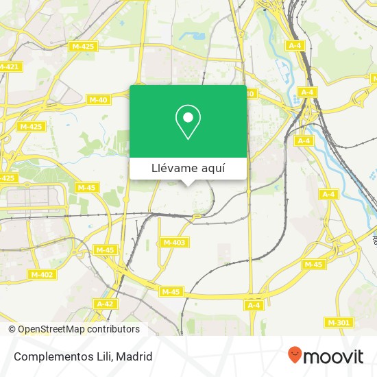 Mapa Complementos Lili, Calle del Doctor Martín Arévalo, 3 28021 San Andrés Madrid