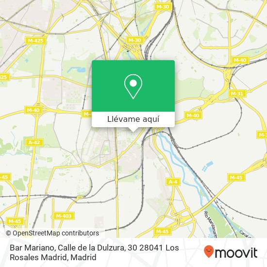 Mapa Bar Mariano, Calle de la Dulzura, 30 28041 Los Rosales Madrid