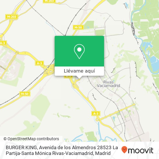 Mapa BURGER KING, Avenida de los Almendros 28523 La Partija-Santa Mónica Rivas-Vaciamadrid