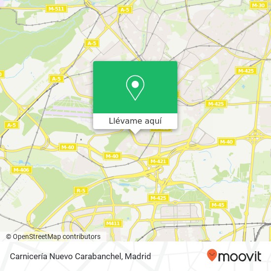 Mapa Carnicería Nuevo Carabanchel, Calle El Palmeral de Elche, 8 28054 Buenavista Madrid