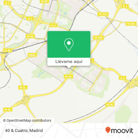 Mapa 40 & Cuatro, Avenida del Ensanche de Vallecas, 44 28051 Casco Histórico de Vallecas Madrid