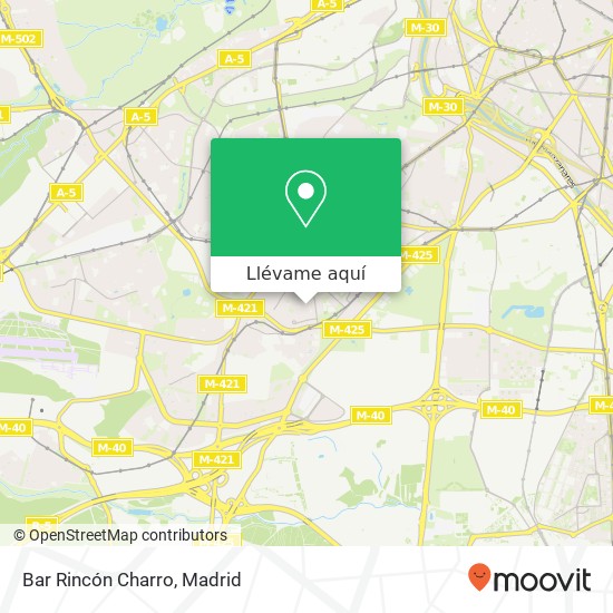 Mapa Bar Rincón Charro, Calle del Real Madrid 28025 Puerta Bonita Madrid