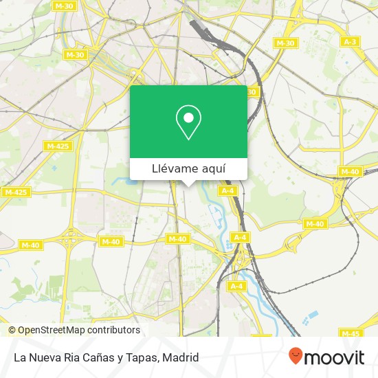 Mapa La Nueva Ria Cañas y Tapas, Calle de Elizondo 28041 San Fermín Madrid