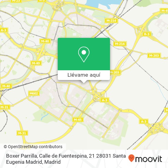 Mapa Boxer Parrilla, Calle de Fuentespina, 21 28031 Santa Eugenia Madrid