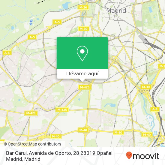 Mapa Bar Carul, Avenida de Oporto, 28 28019 Opañel Madrid