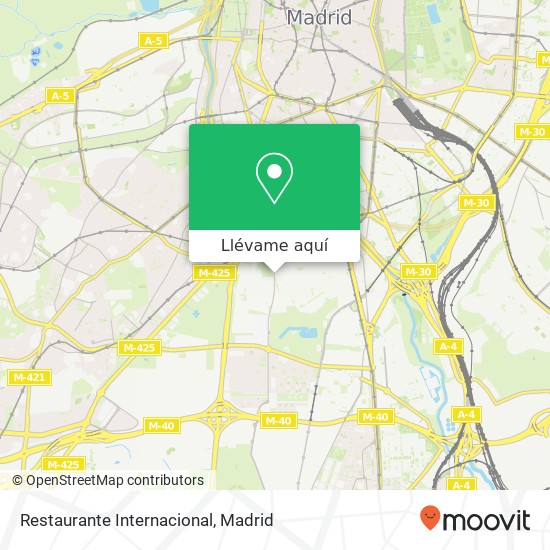 Mapa Restaurante Internacional, Avenida de Rafaela Ybarra, 37 28026 Pradolongo Madrid