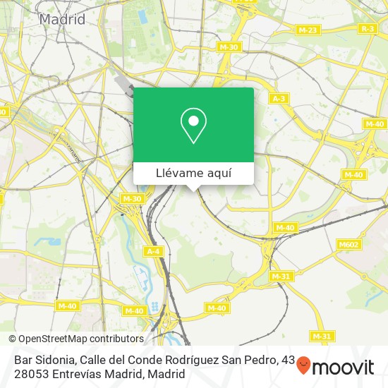 Mapa Bar Sidonia, Calle del Conde Rodríguez San Pedro, 43 28053 Entrevías Madrid