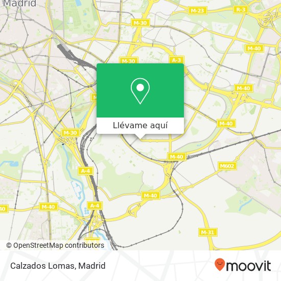 Mapa Calzados Lomas, Avenida de Pablo Neruda, 97 28018 Palomeras Bajas Madrid