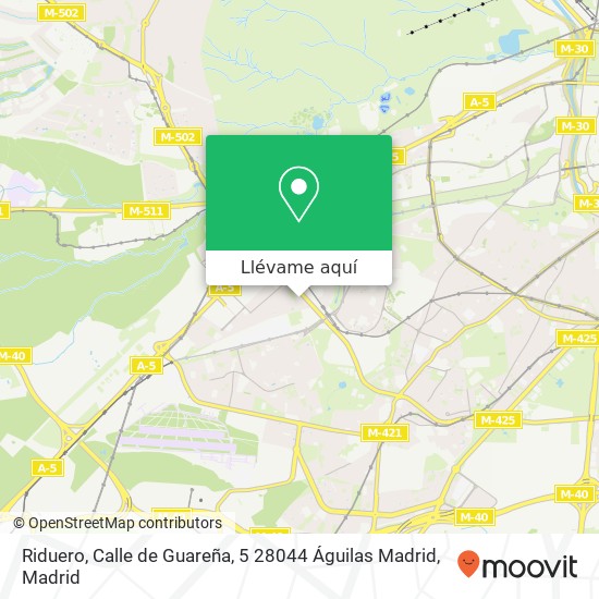 Mapa Riduero, Calle de Guareña, 5 28044 Águilas Madrid