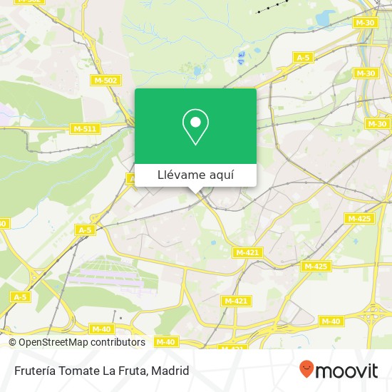 Mapa Frutería Tomate La Fruta, Avenida de los Poblados 28044 Águilas Madrid