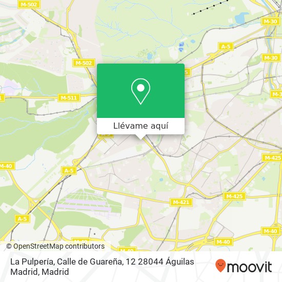 Mapa La Pulpería, Calle de Guareña, 12 28044 Águilas Madrid